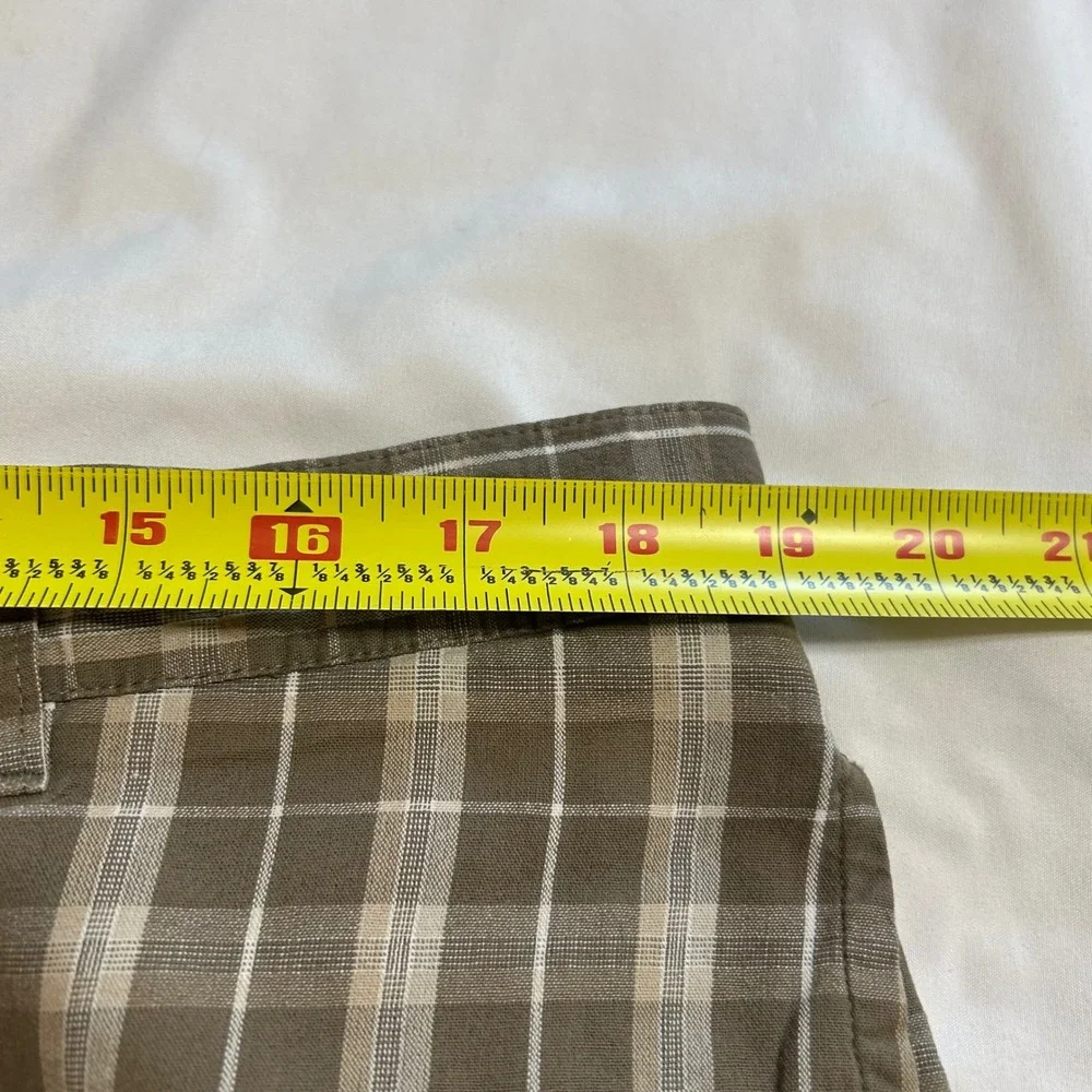 Covington‎ Mens Brown Plaid Cotton Shorts Size 38 Flat Front Casual Summer Tan